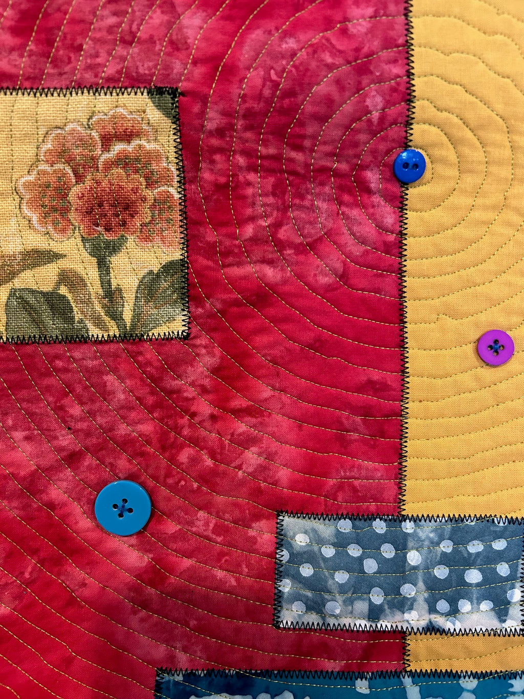 Zen Garden art quilt- Pebbles in the water