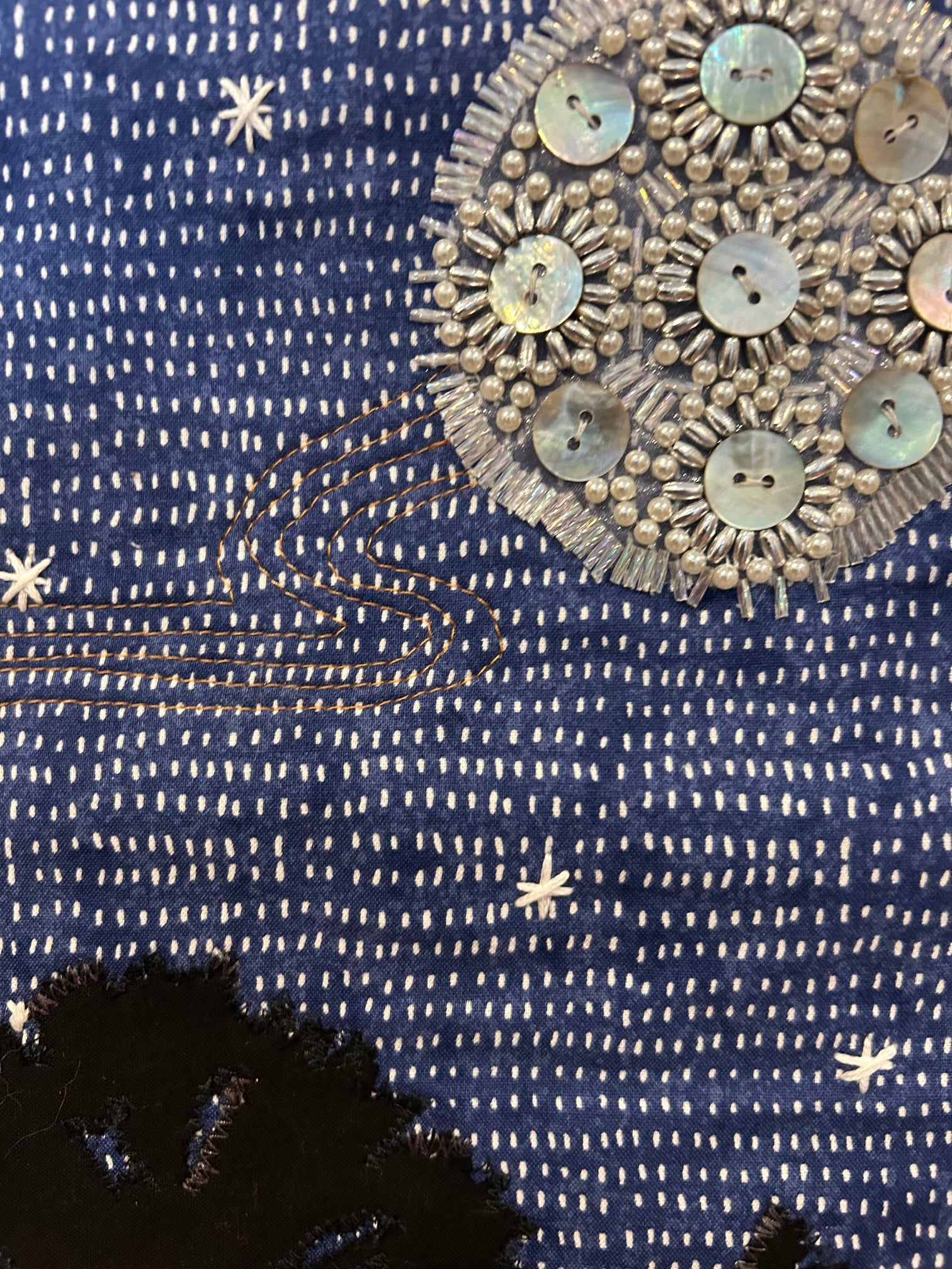 Colorful beaded art Quilt- Moon Light