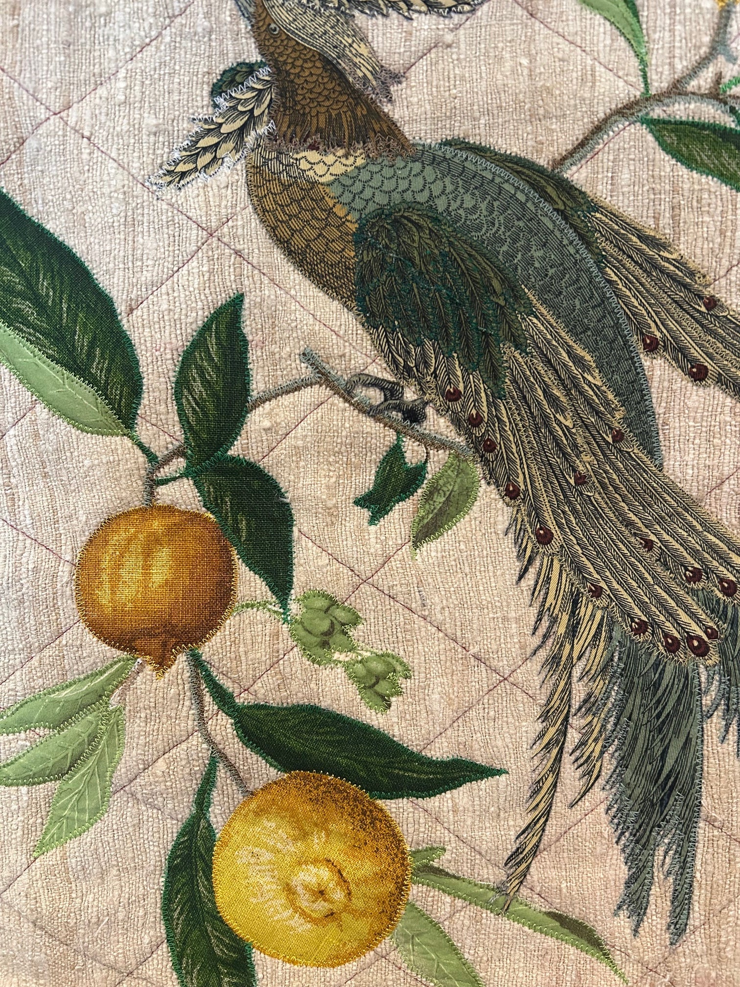 Large Elegant art quilt- Lemon Tree