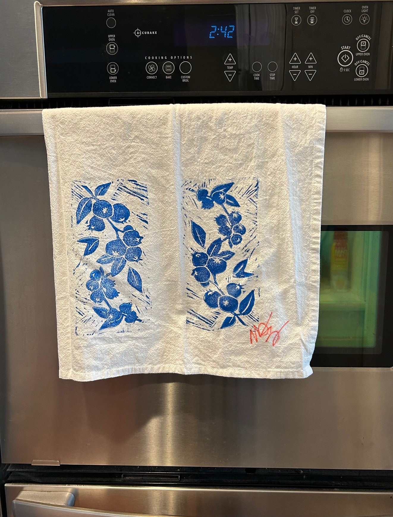 Hand cut block printed Tea Towels
