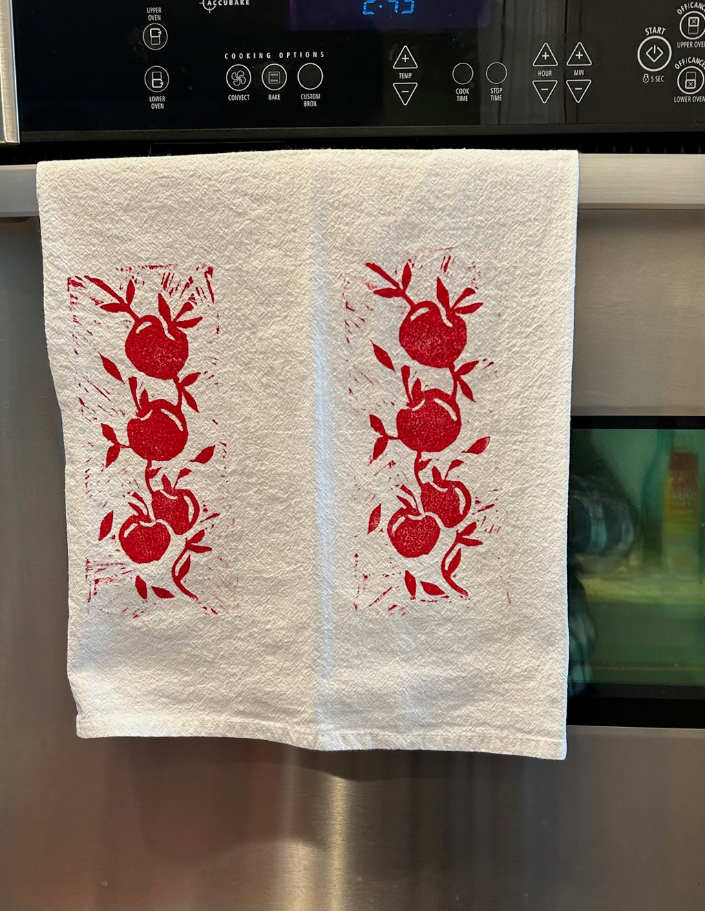 Hand cut block printed Tea Towels