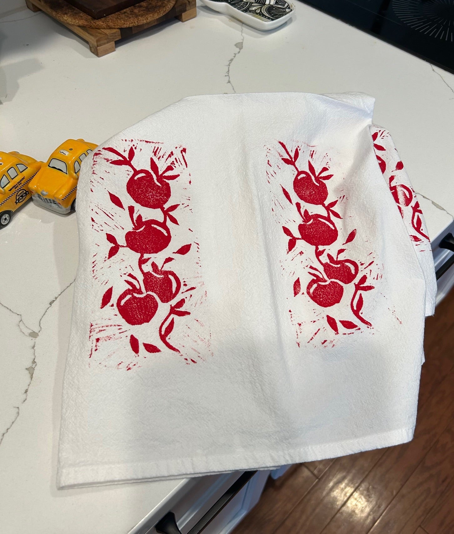 Hand cut block printed Tea Towels