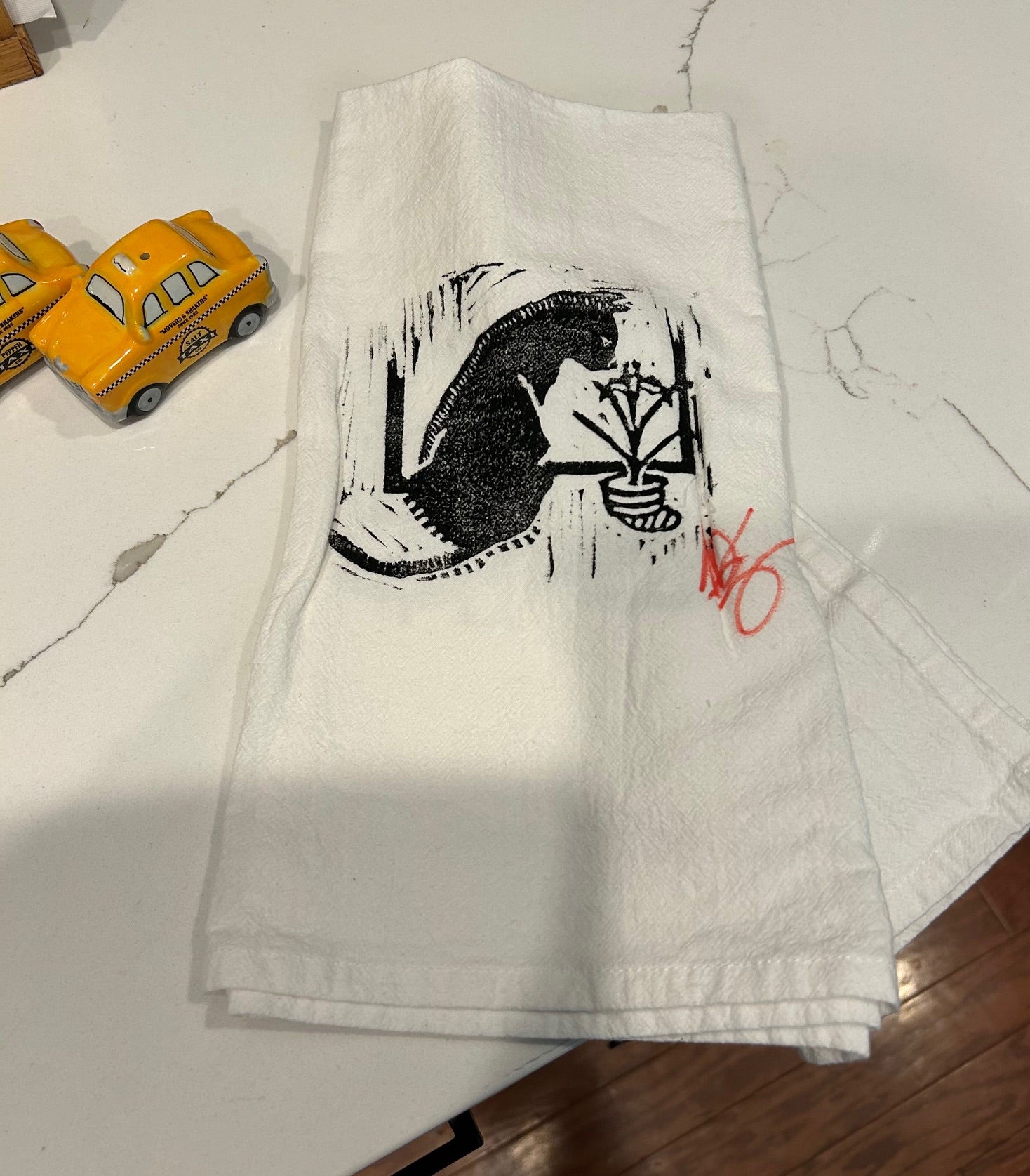 Hand cut block printed Tea Towels