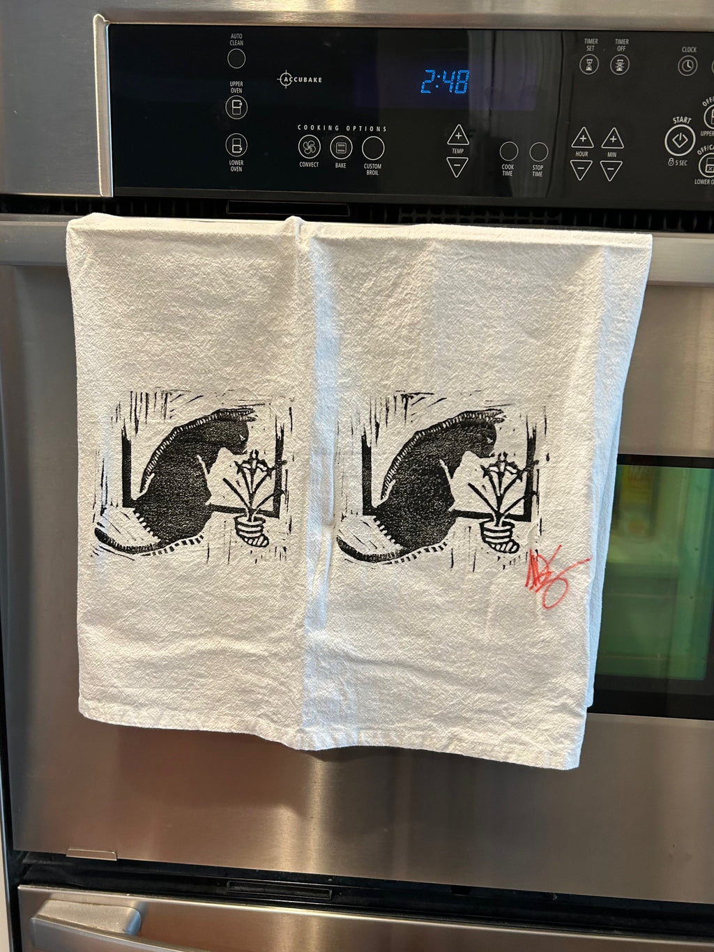 Hand cut block printed Tea Towels