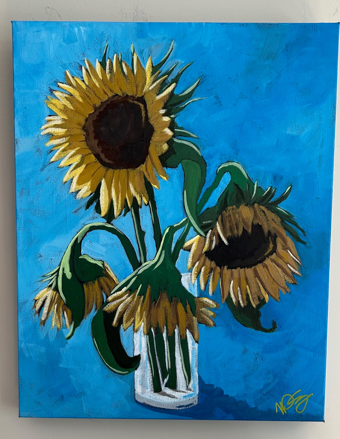 Colorful artsy painting-  Wilted Sunflowers
