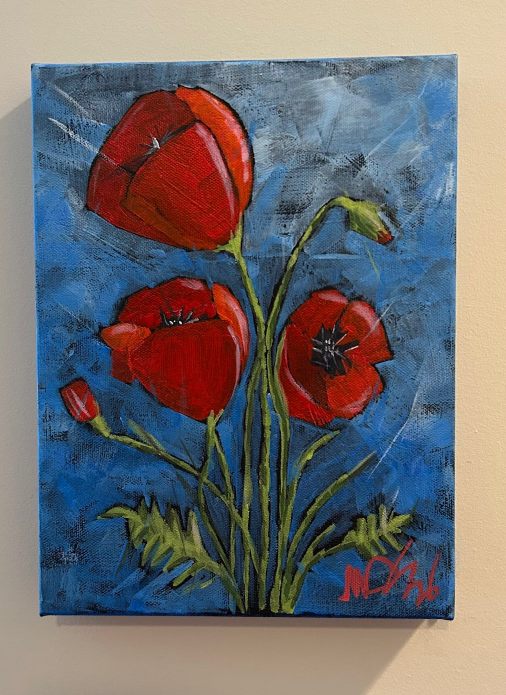 Colorful Artsy acrylic painting- Poppies