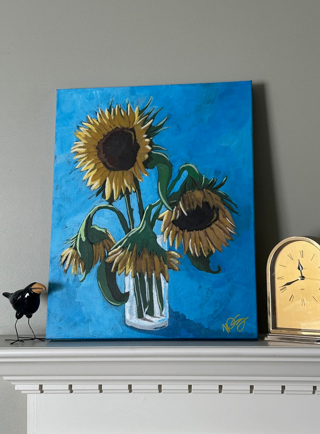 Colorful artsy painting-  Wilted Sunflowers