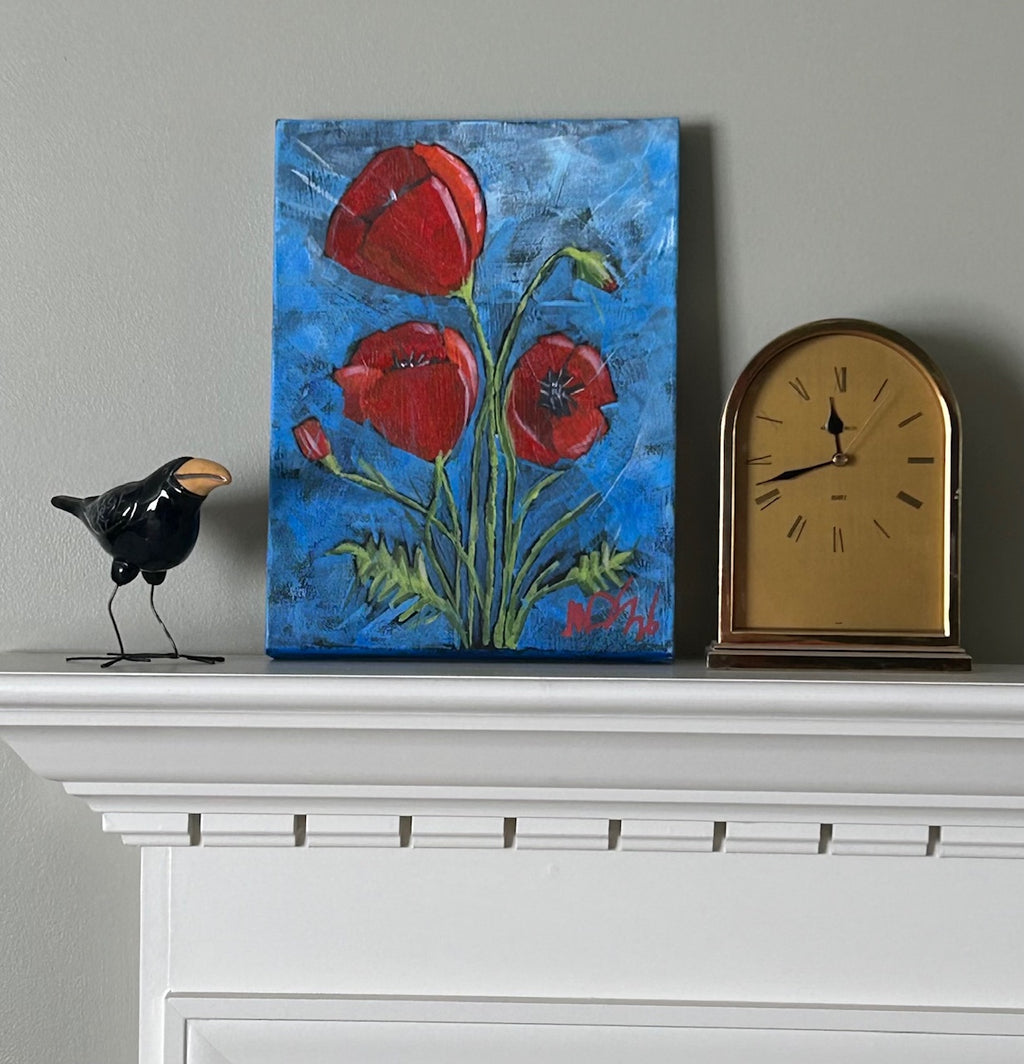 Colorful Artsy acrylic painting- Poppies