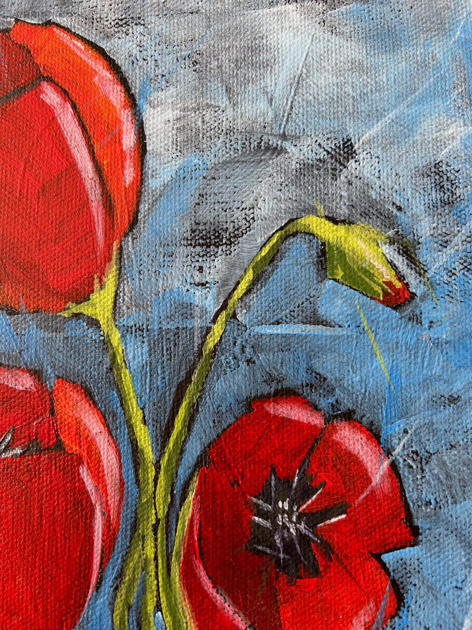 Colorful Artsy acrylic painting- Poppies
