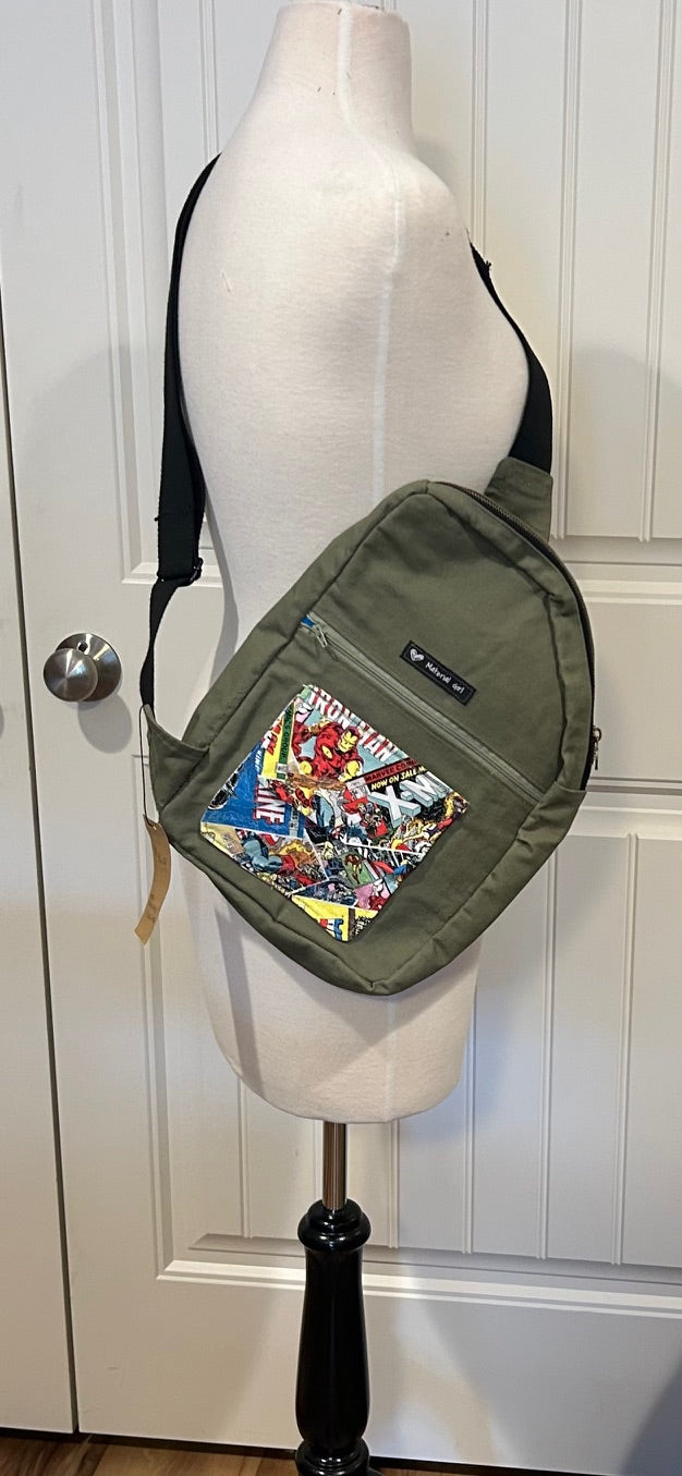 Canvas green Comic book backpack