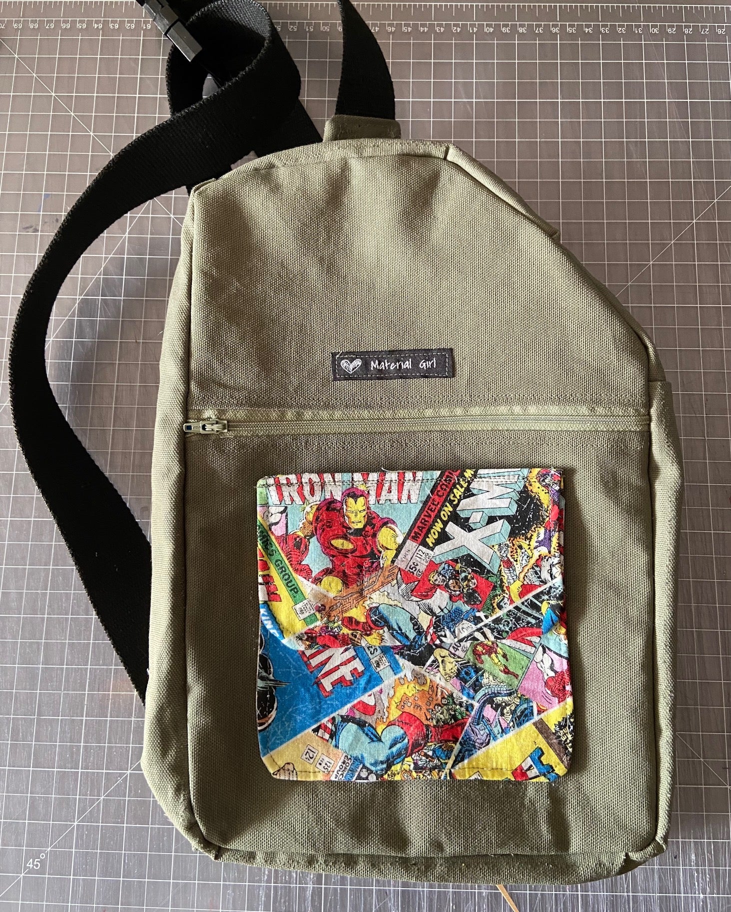 Canvas green Comic book backpack