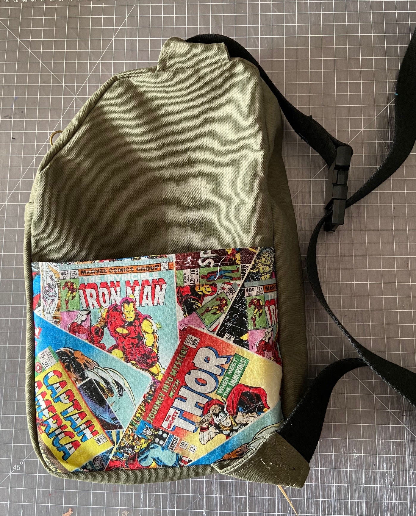 Canvas green Comic book backpack